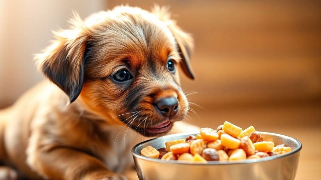 Healthy puppy eating nutritious food