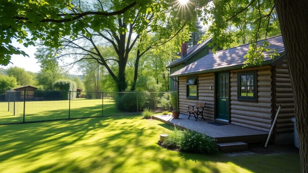 Cozy cottage with secure dog field for a pet-friendly vacation.